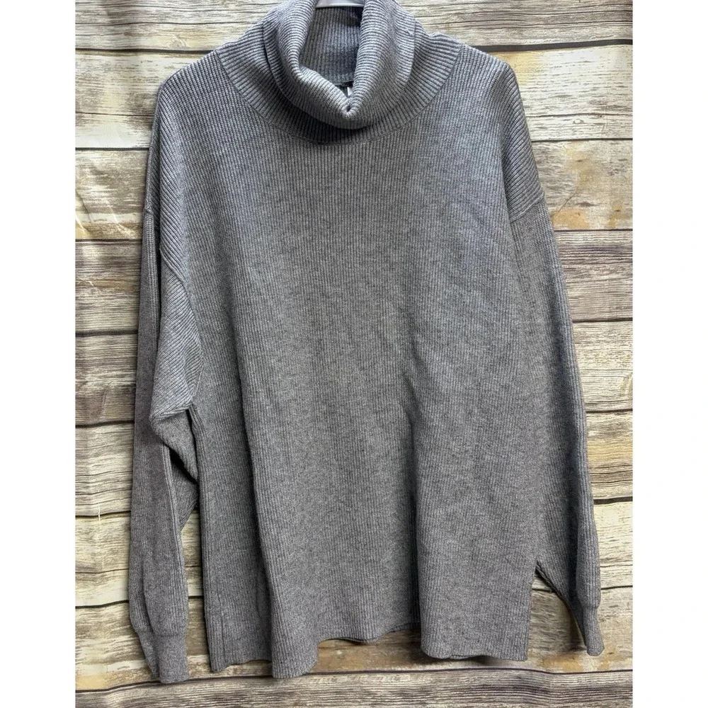 Free People Gray Turtleneck Sweater Women's Small‎ Warm Oversized Boho